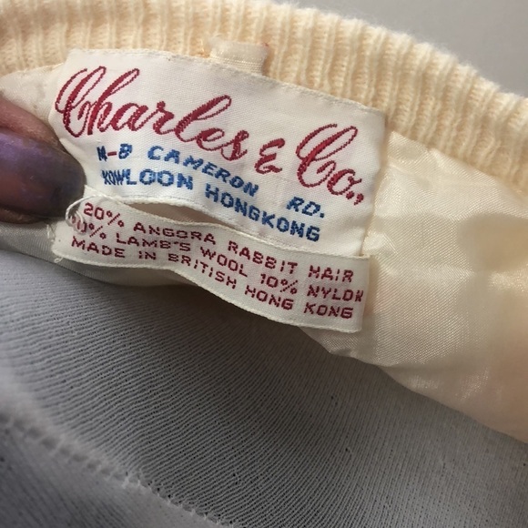 Charles & co white and orange floral pearl button up sweater size small - Picture 7 of 11